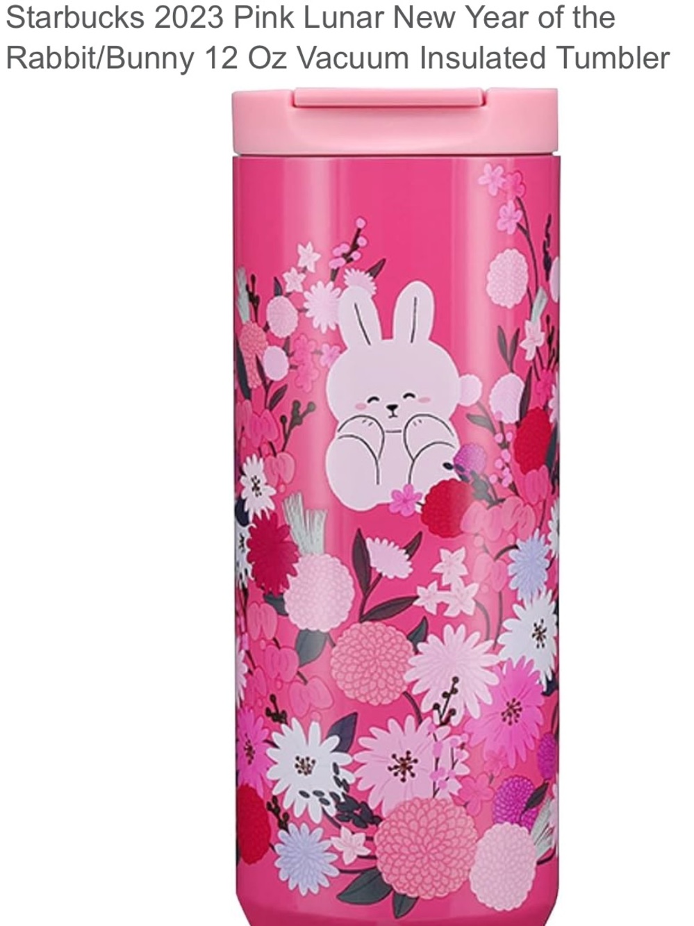 NWT Starbucks Pink Lunar New Year Rabbit 12 oz Vacuum Insulated Tumbler